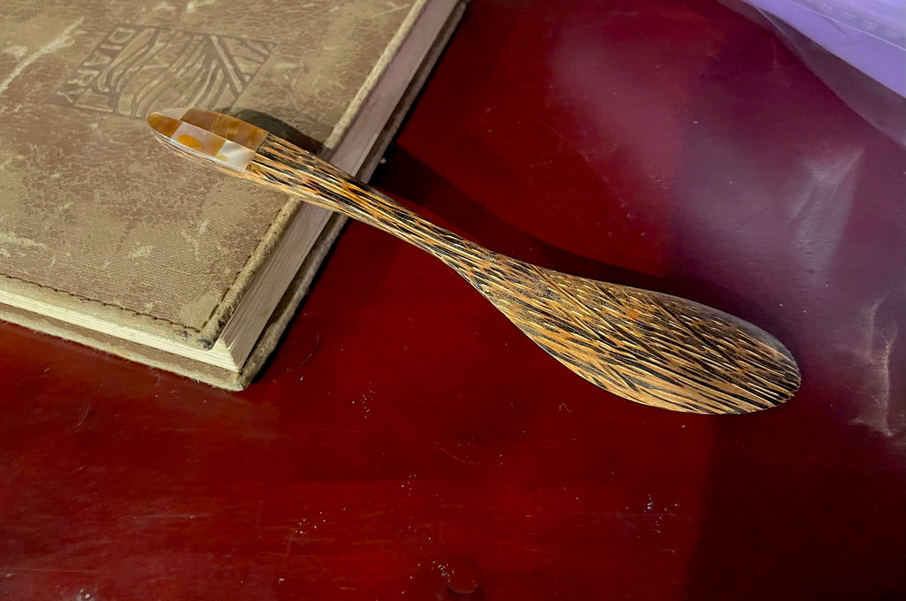 Handcrafted Butter Cream Knife Wooden Spreader Spatula With Mother of Pearl