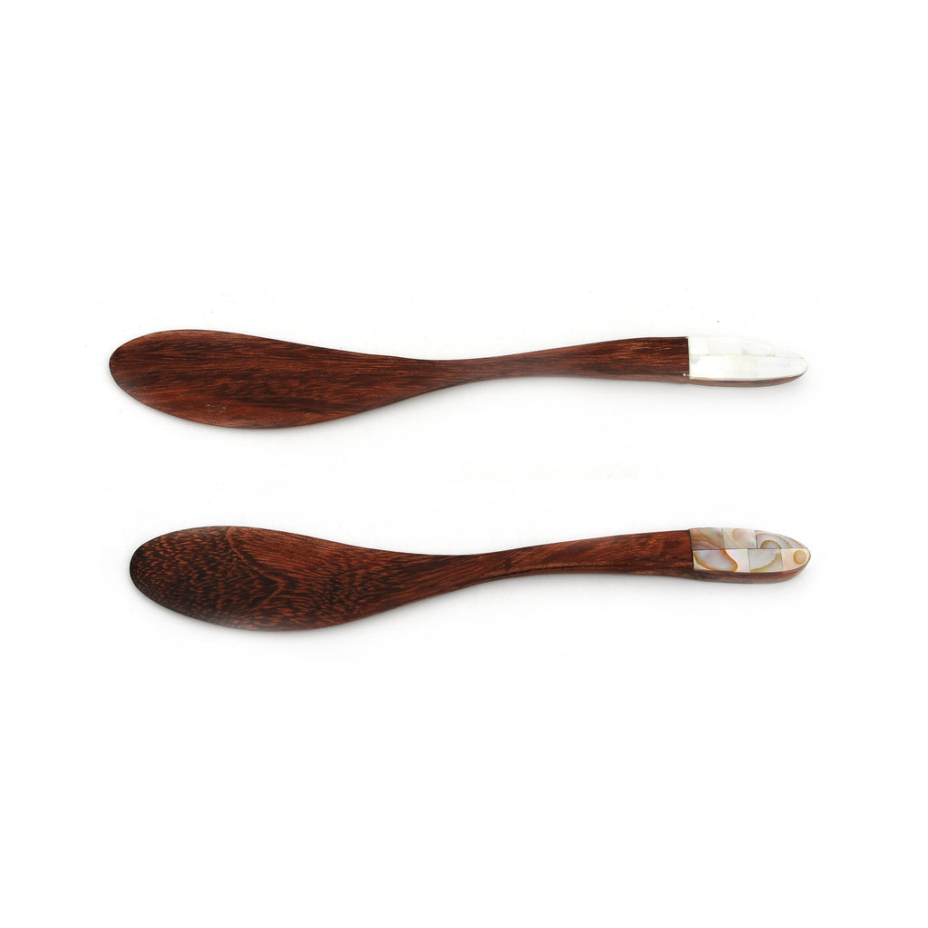 Handcrafted Butter Cream Knife Wooden Spreader Spatula With Mother of Pearl