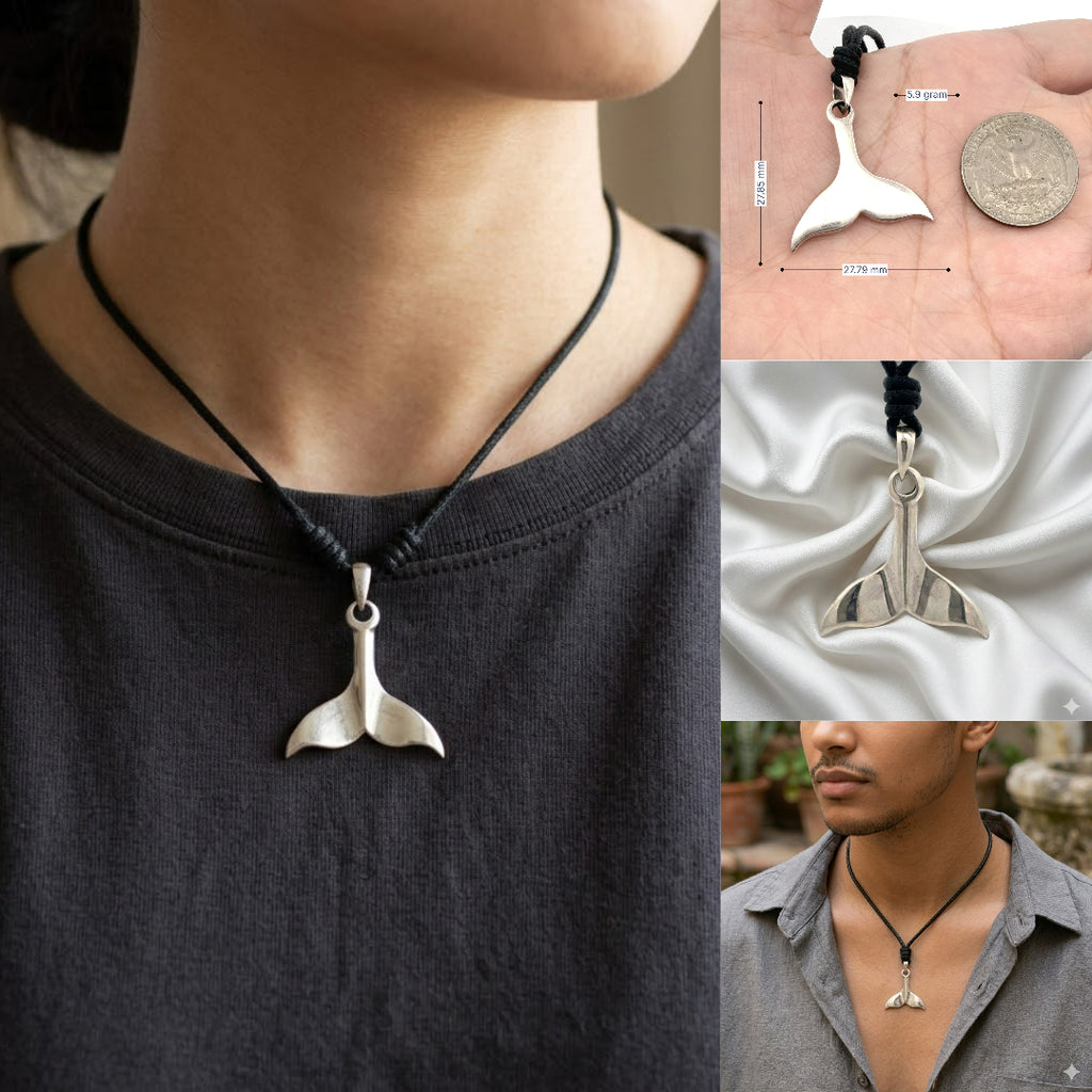 Unique Whale Tail Silver Pewter Brass Charm Necklace Pendant Jewelry