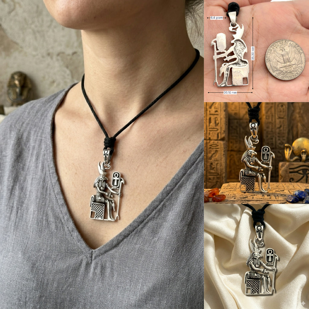 Egyptian God & Goddess 92.5 Sterling Silver Brass Necklace Pendant Jewelry