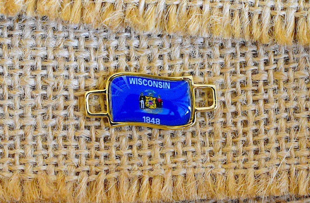 50 States In United State Flag Shoe Lace Keeper Union Worker Charm Work Boots