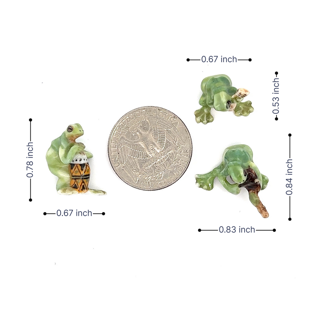 Set of 3/ Set of 6 Frog Music Band Handmade Ceramic Figurine Miniature Decor/Animal Collection