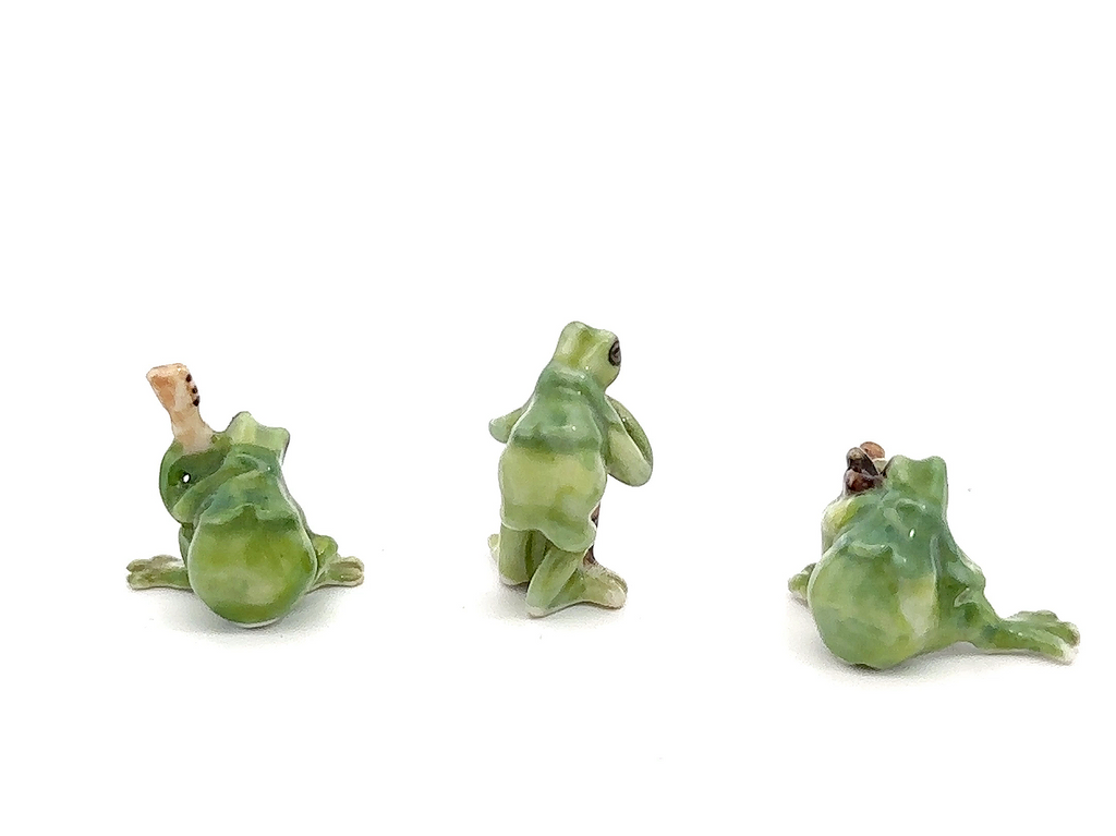 Set of 3/ Set of 6 Frog Music Band Handmade Ceramic Figurine Miniature Decor/Animal Collection