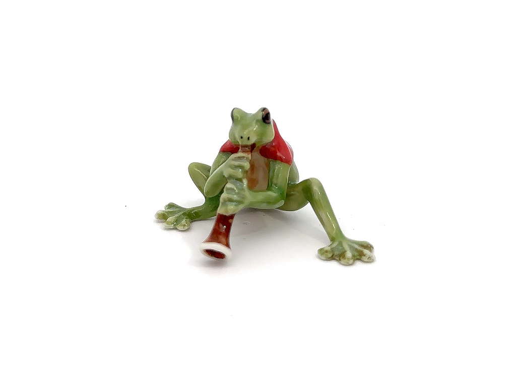 Set of 3/ Set of 6 Frog Music Band Handmade Ceramic Figurine Miniature Decor/Animal Collection
