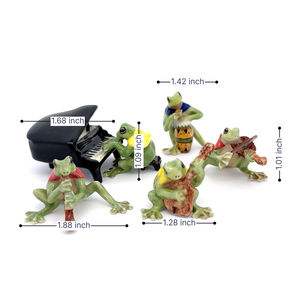 Set of 3/ Set of 6 Frog Music Band Handmade Ceramic Figurine Miniature Decor/Animal Collection