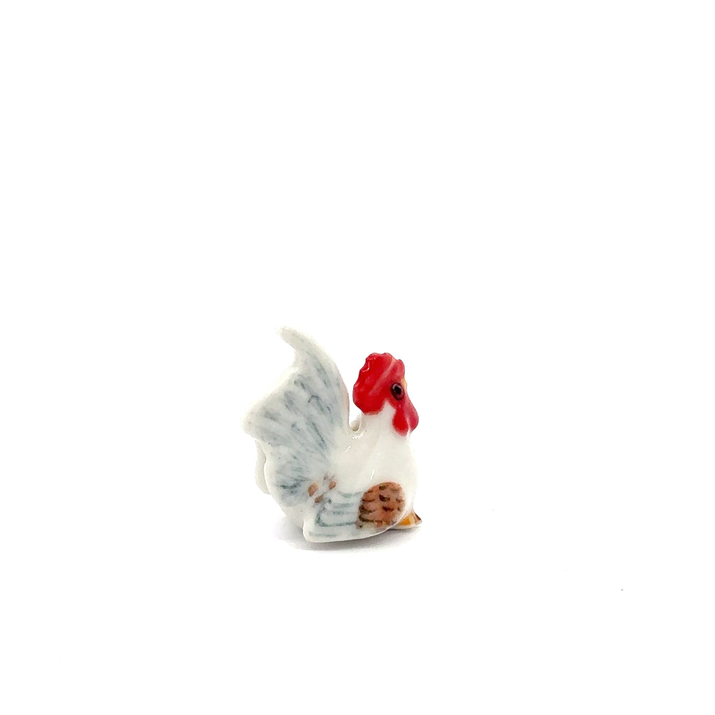 Rooster Figurine Ceramic Chicken, Hen & Chicks Miniature Farm Animal Collectible – Hand-Painted Porcelain Pottery Gift & Decor Collectible Animals Decoration Items Decor Gift
