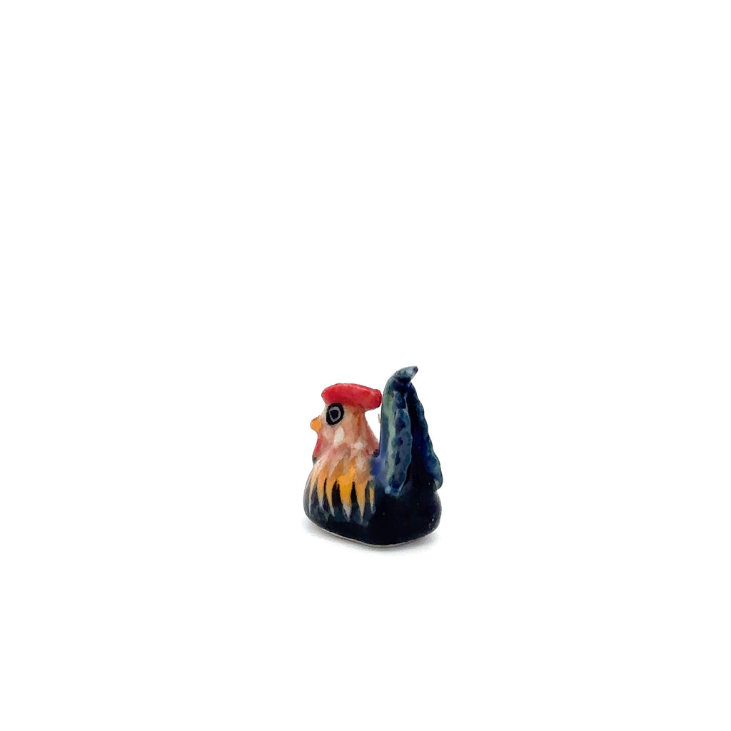 Rooster Figurine Ceramic Chicken, Hen & Chicks Miniature Farm Animal Collectible – Hand-Painted Porcelain Pottery Gift & Decor Collectible Animals Decoration Items Decor Gift