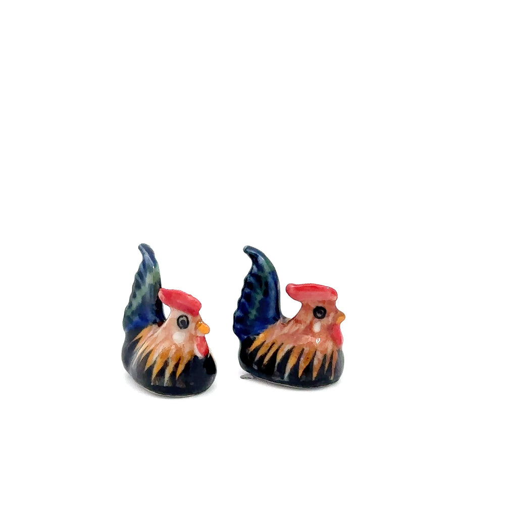 Rooster Figurine Ceramic Chicken, Hen & Chicks Miniature Farm Animal Collectible – Hand-Painted Porcelain Pottery Gift & Decor Collectible Animals Decoration Items Decor Gift