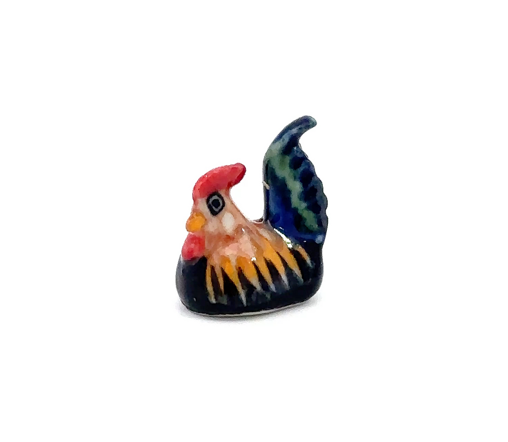Rooster Figurine Ceramic Chicken, Hen & Chicks Miniature Farm Animal Collectible – Hand-Painted Porcelain Pottery Gift & Decor Collectible Animals Decoration Items Decor Gift