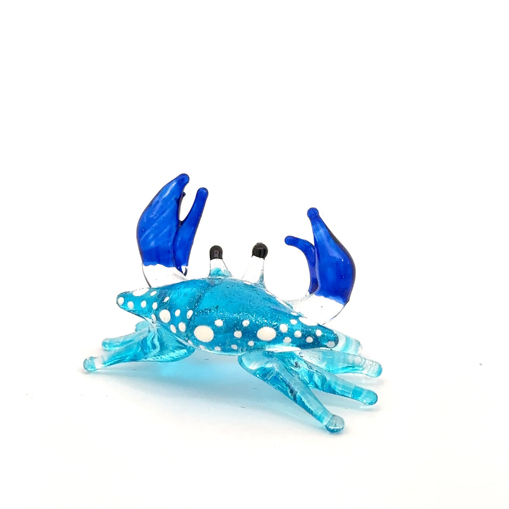 Colorful Blown Glass Crab Figurine Ocean Inspired Miniature Coastal Decor