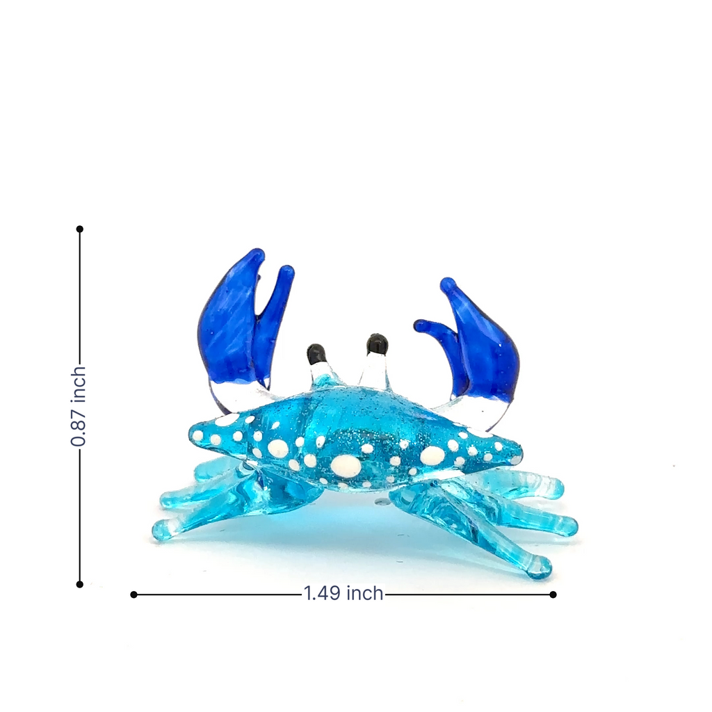 Colorful Blown Glass Crab Figurine Ocean Inspired Miniature Coastal Decor