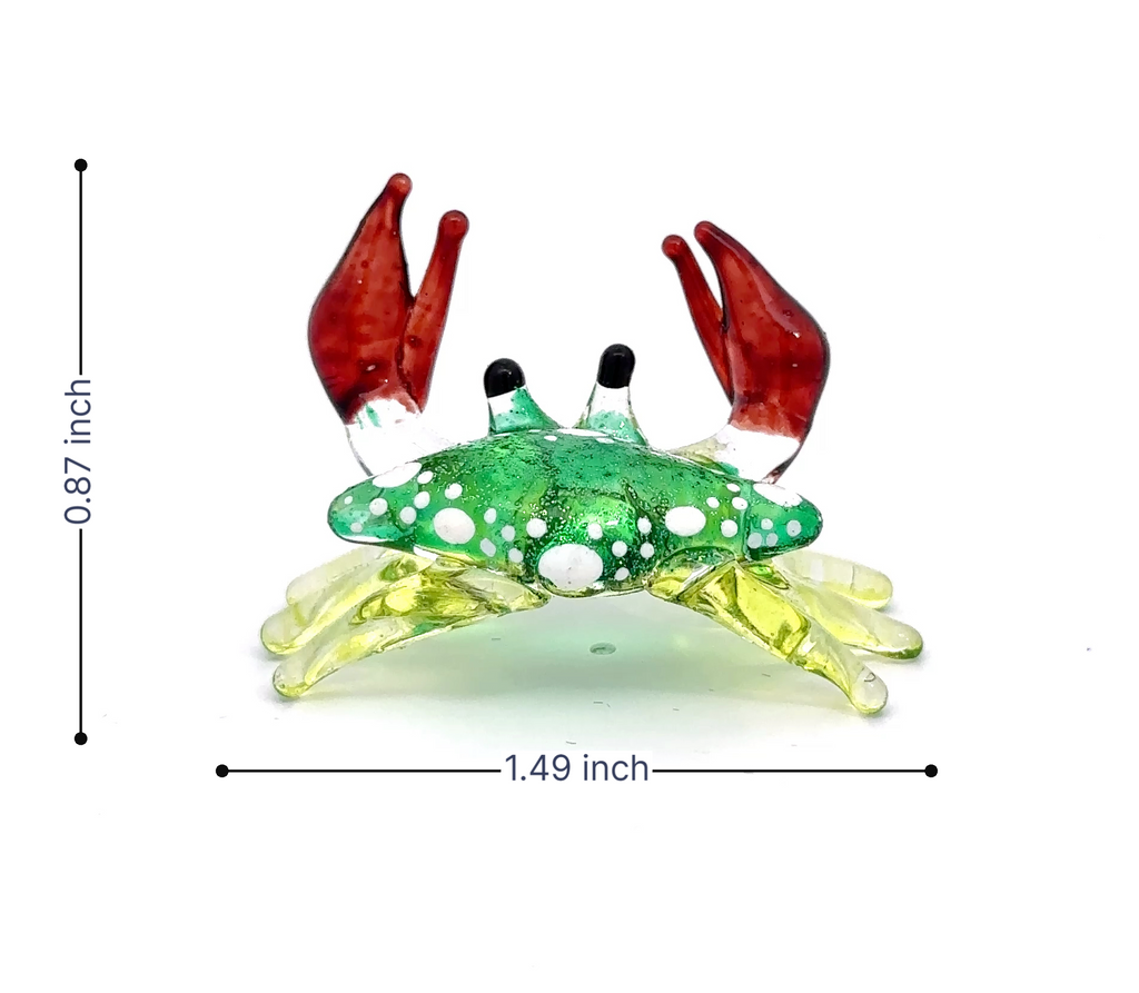 Colorful Blown Glass Crab Figurine Ocean Inspired Miniature Coastal Decor