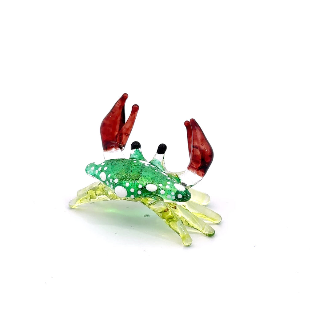 Colorful Blown Glass Crab Figurine Ocean Inspired Miniature Coastal Decor