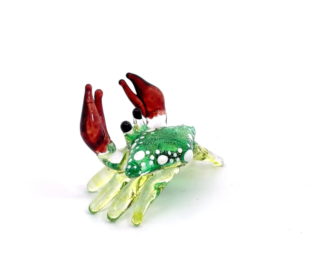 Colorful Blown Glass Crab Figurine Ocean Inspired Miniature Coastal Decor