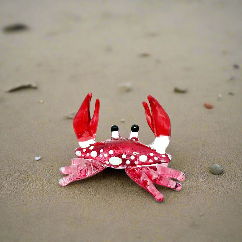Colorful Blown Glass Crab Figurine Ocean Inspired Miniature Coastal Decor