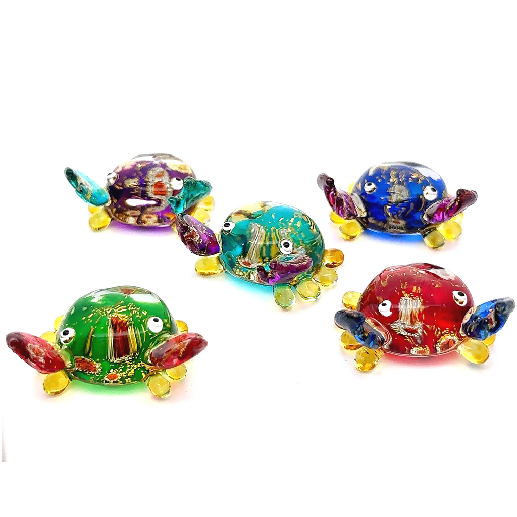 Set of 5 Mini Carb Handmade Blown Glass Figurines Art Collectible Ocean Gift