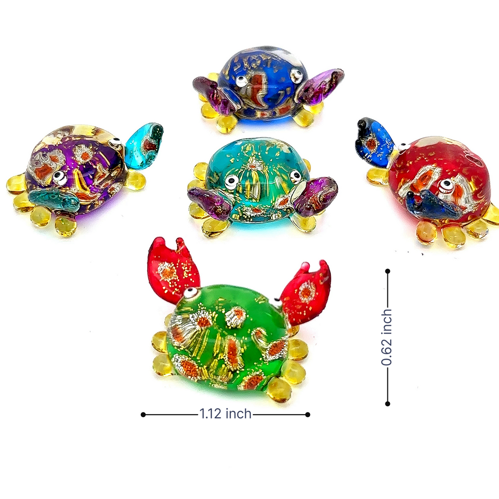 Set of 5 Mini Carb Handmade Blown Glass Figurines Art Collectible Ocean Gift