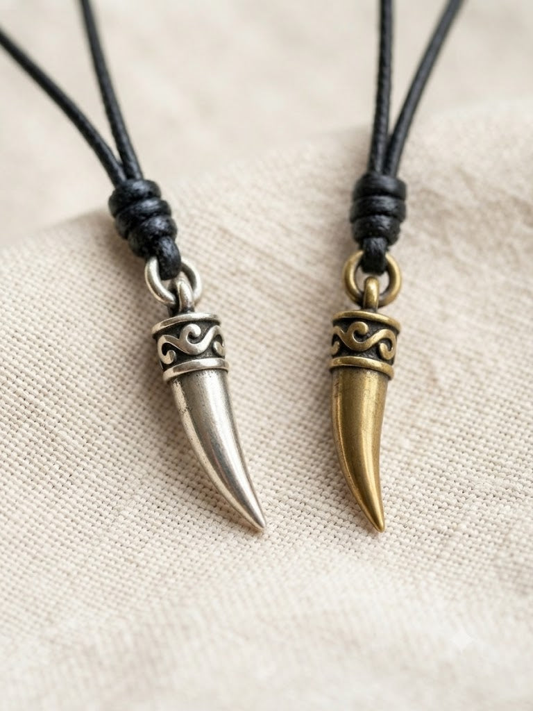 Cute Mini Fang Tooth 92.5 Sterling Silver Gold Brass Charm Necklace Pendant Jewelry
