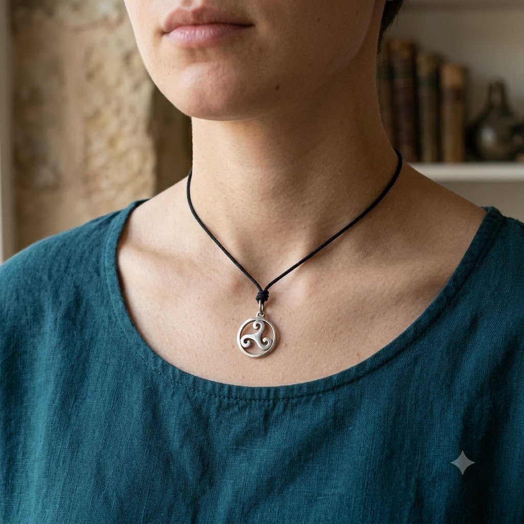Trilogy Triquetra Wave 92.5 Sterling Silver Gold Brass Necklace Pendant Jewelry