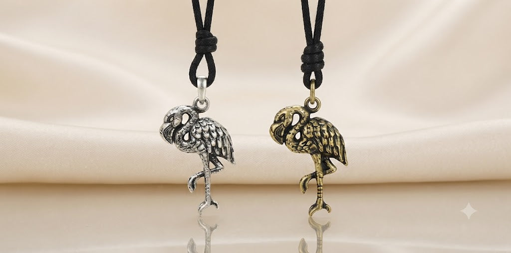 Flamingo 92.5 Sterling Silver Gold Brass Necklace Pendant Jewelry