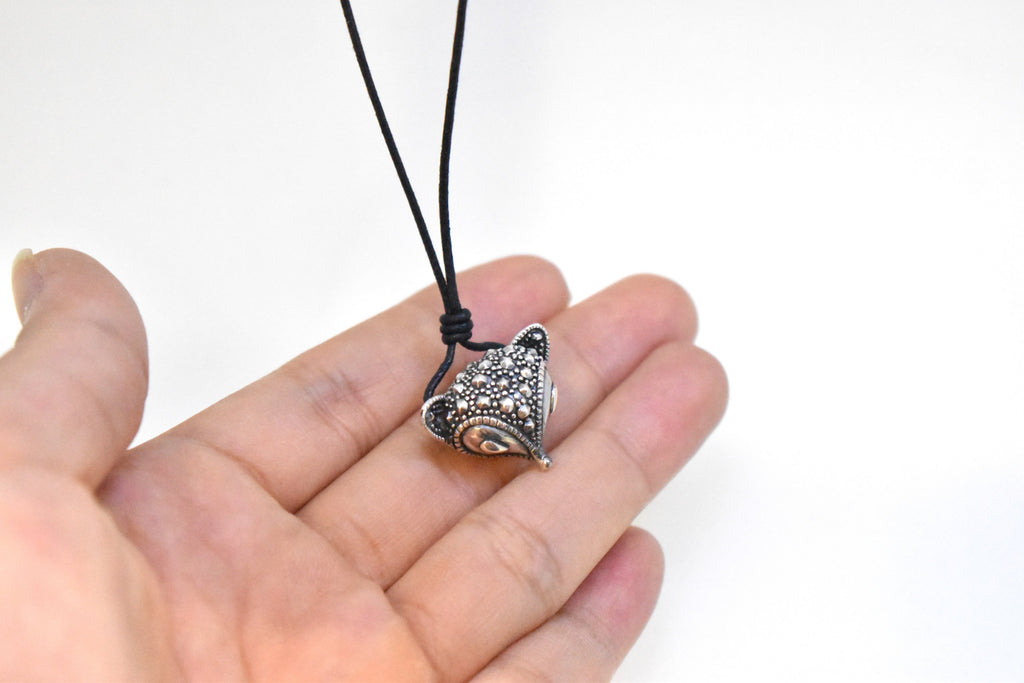 Fox Head Silver Pewter Necklace Pendant Jewelry