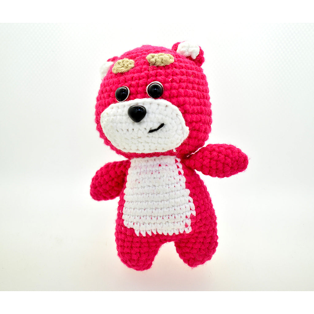 Cute Pink Lotso Bear Handmade Amigurumi Stuffed Toy Knit Crochet Doll VAC