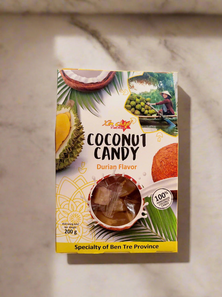 Xin Chào Việt Nam Coconut Candy Box With Traditional/ Durian/ Coffee -Flavored Coconut Candy 200g