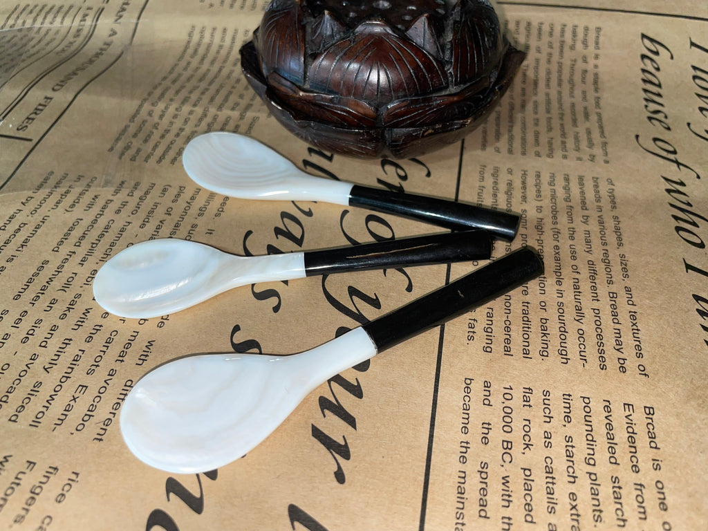 Mother of Pearl Shell Spoons Silverware Vietnam Organic Buffalo Horn Medium Sz