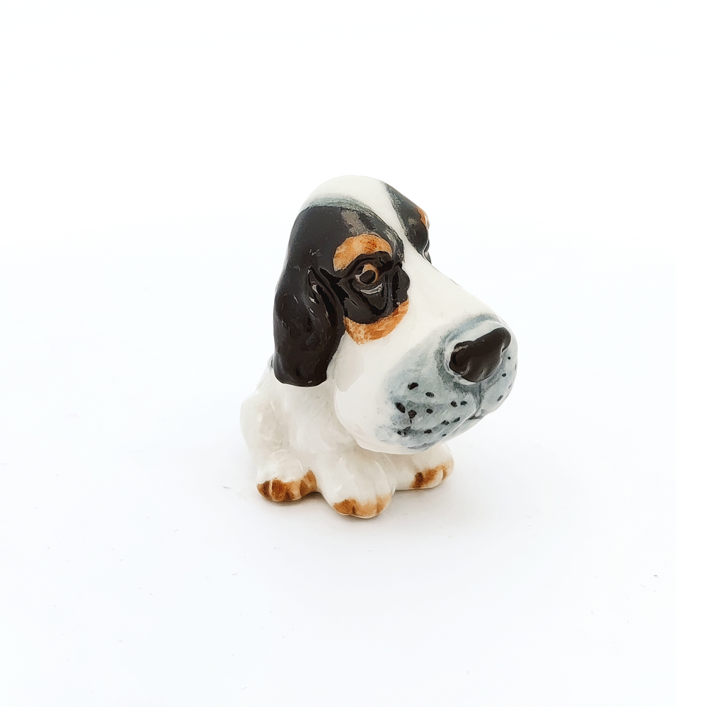 Cocker Spaniel Dog Big Head Ceramic Figurine Hand Painted Miniature Collectible Statue