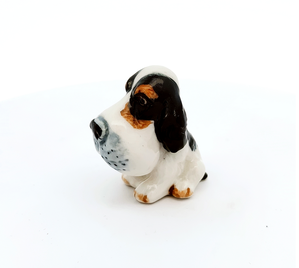 Cocker Spaniel Dog Big Head Ceramic Figurine Hand Painted Miniature Collectible Statue