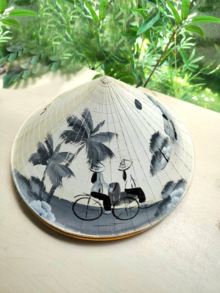 Genuine Hand-Painted Non La Leaf Vietnamese Conical Hat Asian Farming Traditional