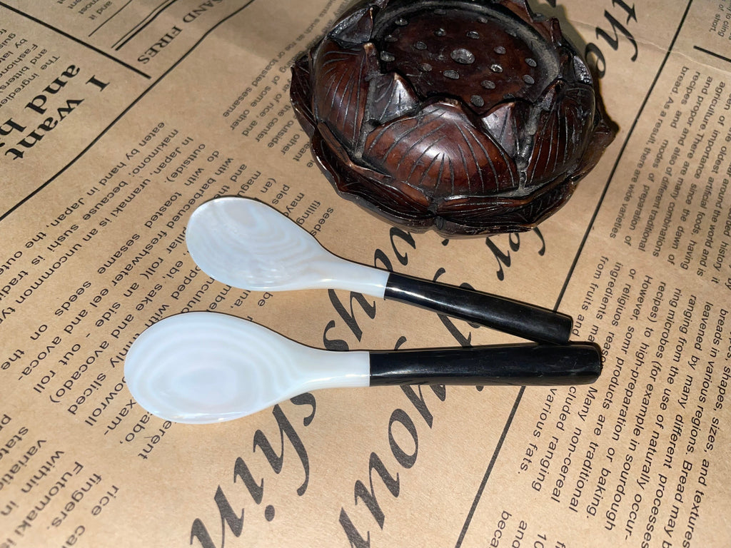 Mother of Pearl Shell Spoons Silverware Vietnam Organic Buffalo Horn Medium Sz