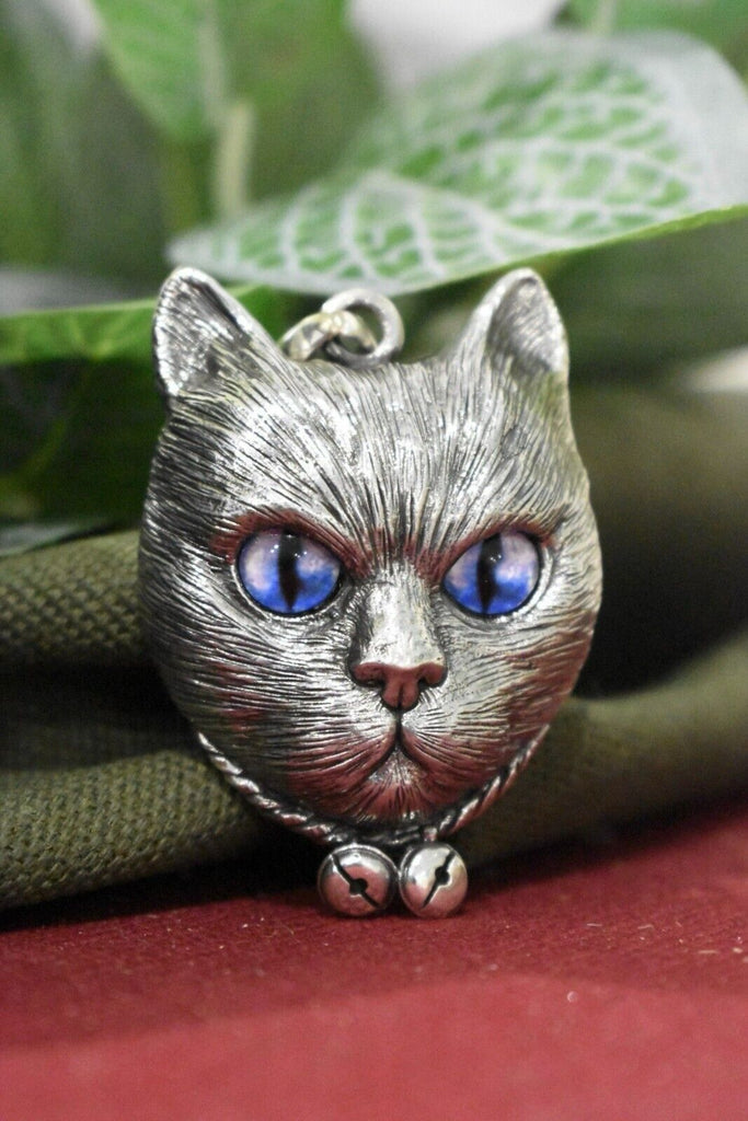 Gorgeous Cat Galaxy Eyes Large Size Sterling Silver Gold Brass Pendant Necklace