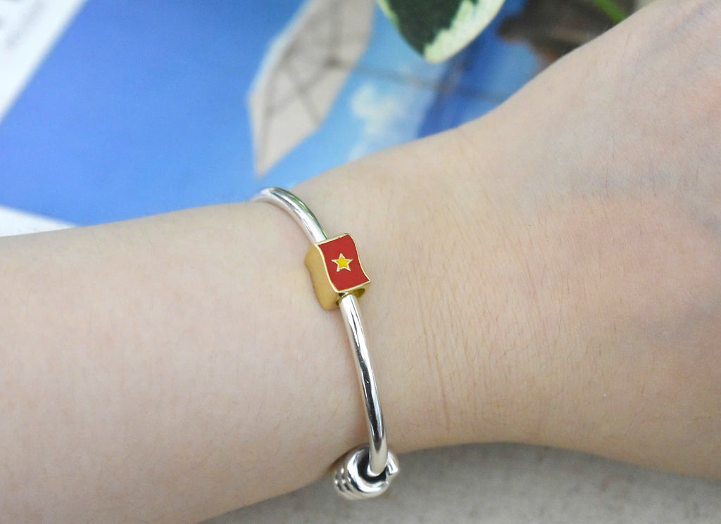 Vietnam Bracelet Charms Country Flags Golden Brass Charm Bracelet Jewelry