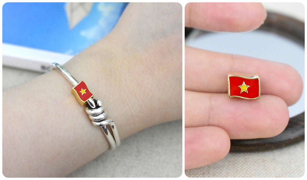 Vietnam Bracelet Charms Country Flags Golden Brass Charm Bracelet Jewelry