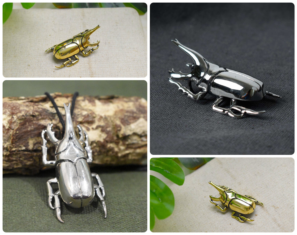 Hercules Maybug 925 Sterling Silver Gold Brass Charm Necklace Pendant Jewelry