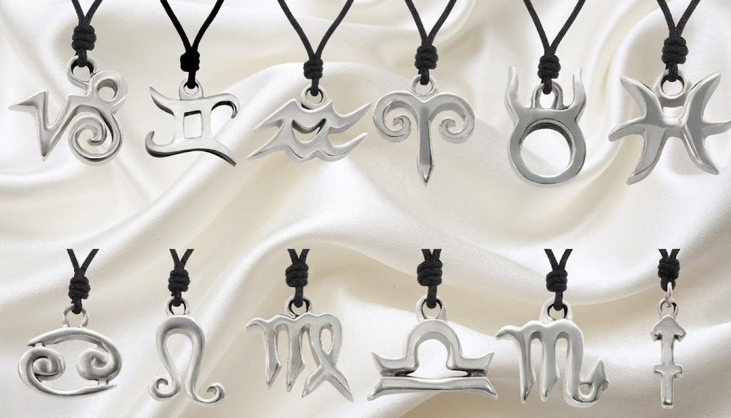 Astrology Necklace 92.5 Sterling Silver Pewter Zodiac Horoscope Symbol Pendant Jewelry