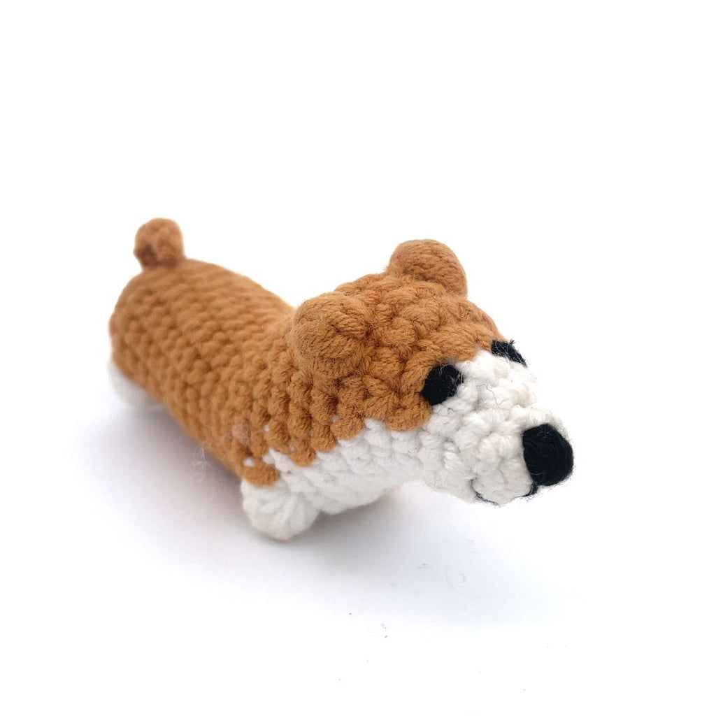 Cute Mini Corgi Dog Handmade Amigurumi Stuffed Toy Knit Crochet Doll VAC