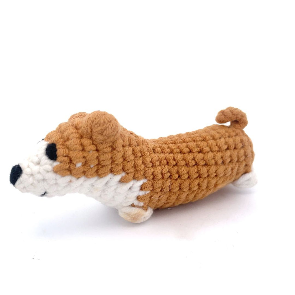 Cute Mini Corgi Dog Handmade Amigurumi Stuffed Toy Knit Crochet Doll VAC