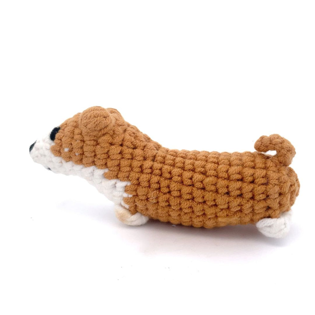 Cute Mini Corgi Dog Handmade Amigurumi Stuffed Toy Knit Crochet Doll VAC