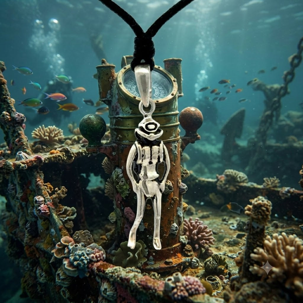 Scuba Diver 92.5 Sterling Silver Gold Brass Charm Necklace Pendant Jewelry
