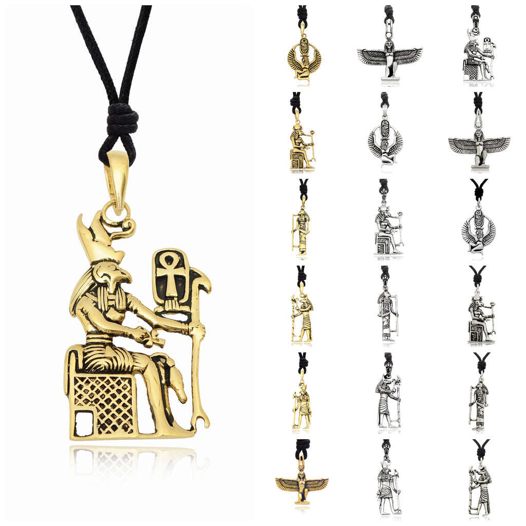 Egyptian God & Goddess 92.5 Sterling Silver Brass Necklace Pendant Jewelry