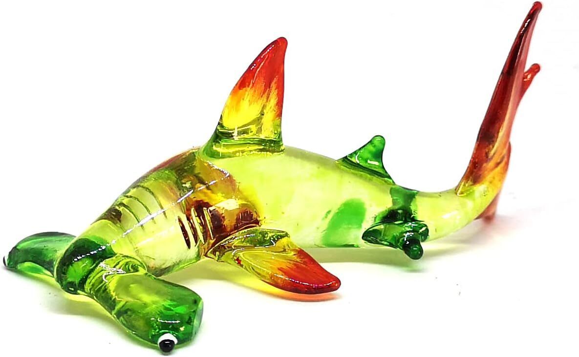 New Mini Blown Glass Shark Hammerhead Figurine Fish Aquarium Miniature Handmade