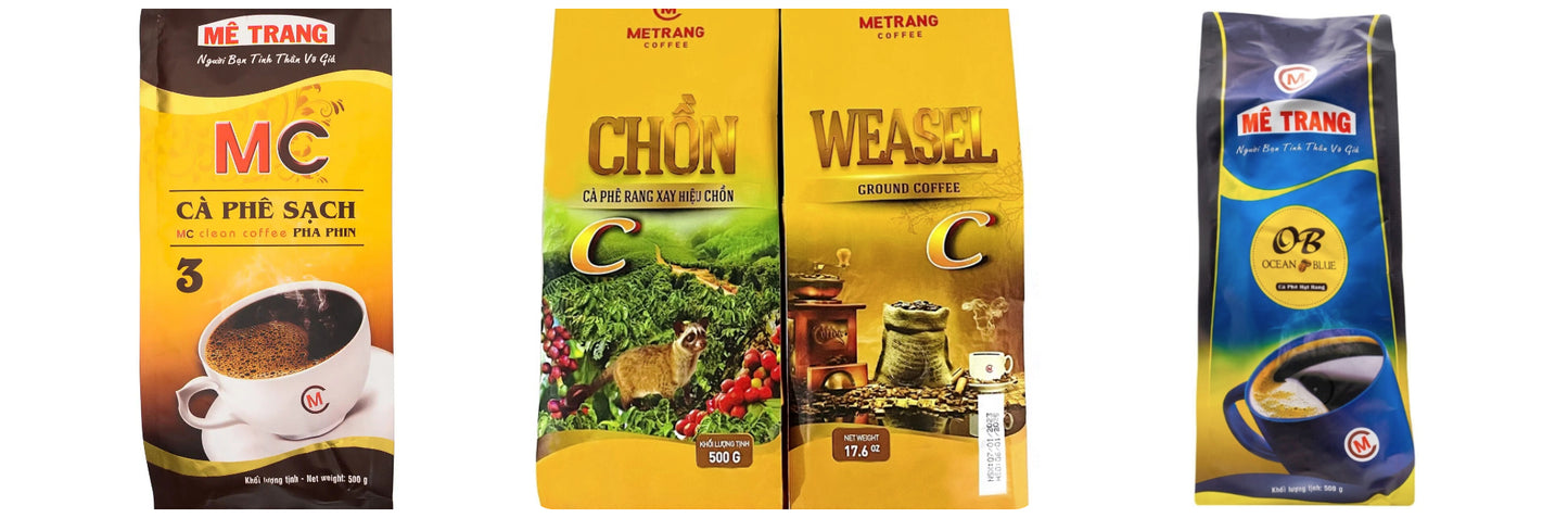 Me Trang Coffee 500 Grams Vietnamese Coffee Weasel, Ocean Blue, MC Clean