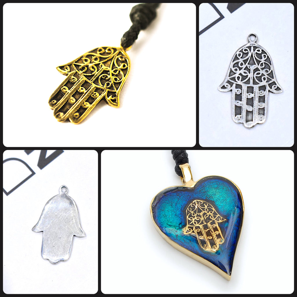 Jewish Hamsa Hand of God Handmade Brass Necklace Pendant Jewelry