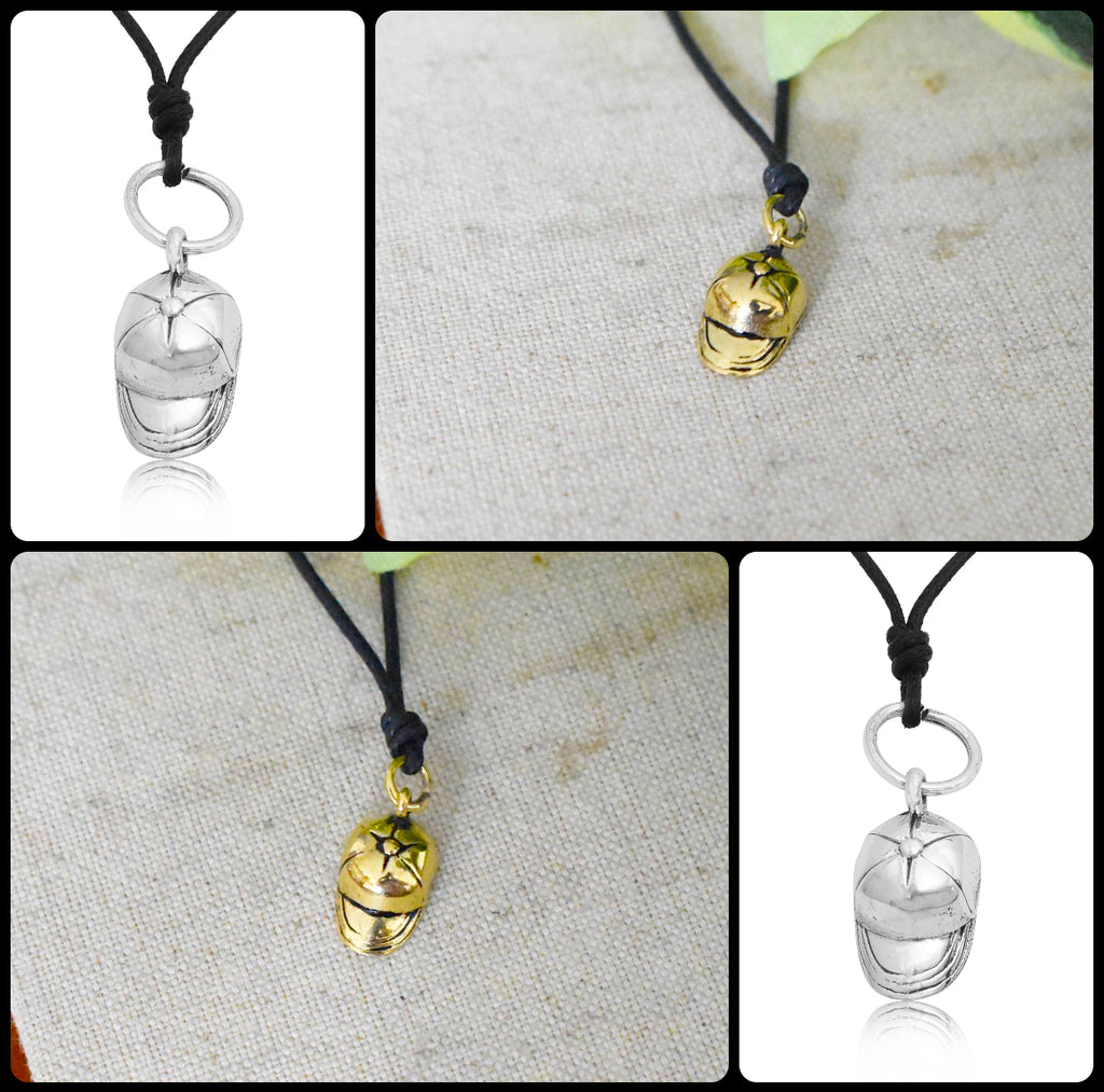 Baseball Cap 92.5 Sterling Silver Brass Charm Necklace Pendant Necklace Jewelry