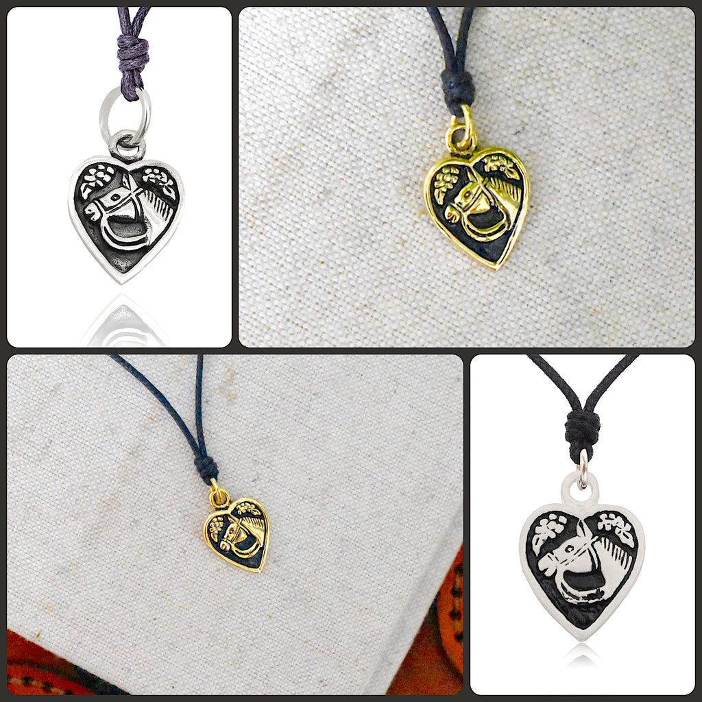New Horse Heart Love Silver Pewter Charm Necklace Pendant Jewelry