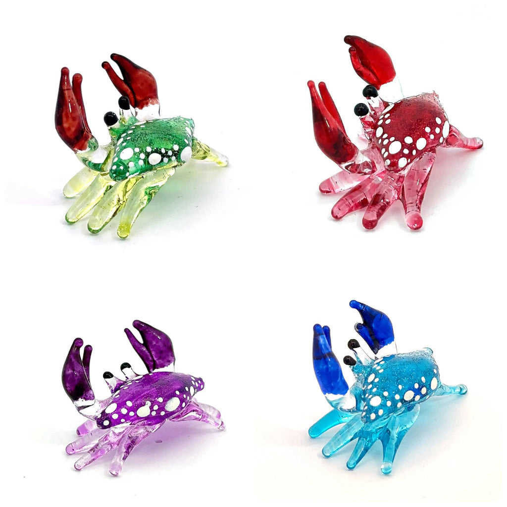 Colorful Blown Glass Crab Figurine Ocean Inspired Miniature Coastal Decor