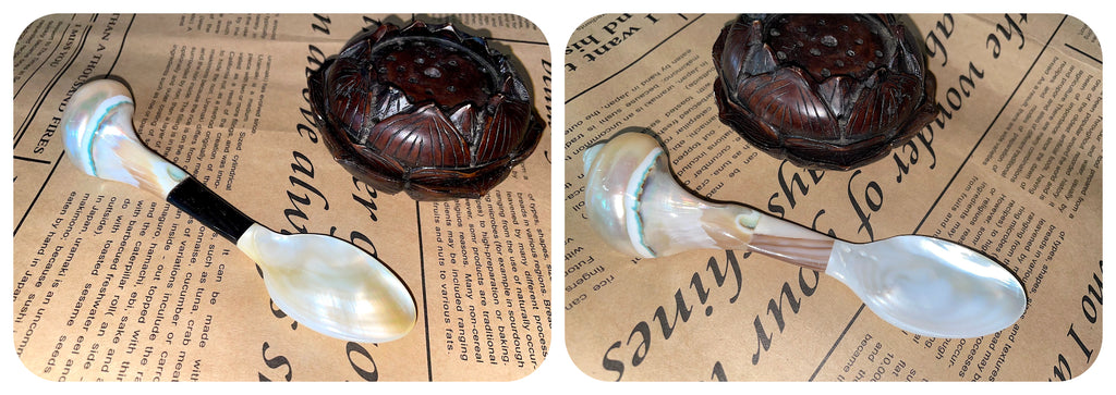 Large Mother of Pearl Shell Spoons Silverware Vietnam Organic Buffalo Horn