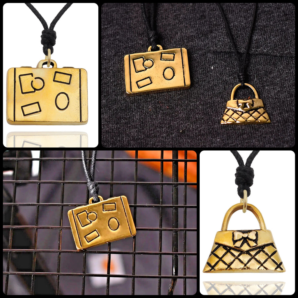 Luggage Briefcase Handmade Gold Brass Necklace Pendant Jewelry